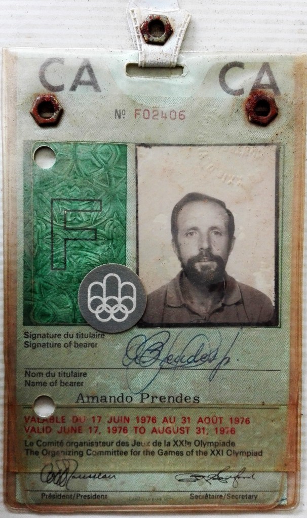 Acreditación de papá en Montreal 1976